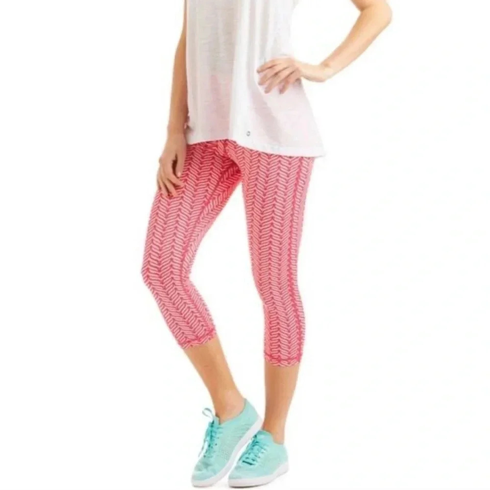 VINEYARD VINES Whale Tail Performance Crop Legging, M, Pink, Yoga, Active